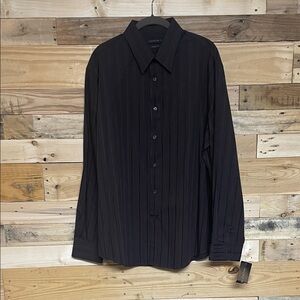 Axist size XL Dark Brown Pinstripe Lightweight Dress Shirt with Chest Pocket